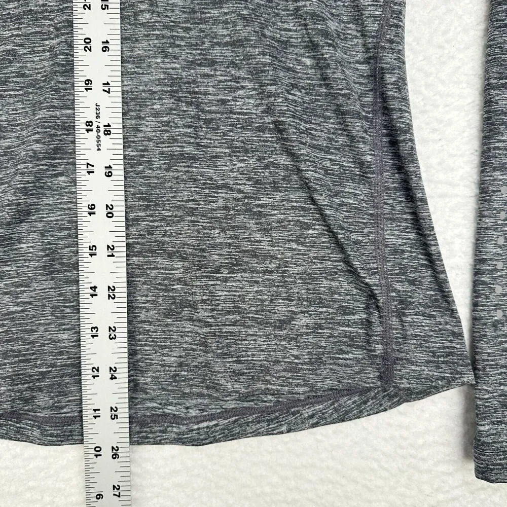 Nike Dri-Fit 1/4 Zip Running Shirt Womens Small Heather Gray Stretch Long Sleeve